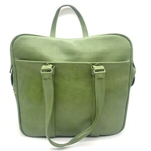 Samsonite Vintage Carry On Luggage Green Faux Leather Retro Mid Century Tote